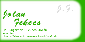 jolan fekecs business card